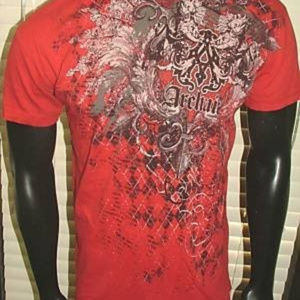 Archaic AFFLICTION Mens T-Shirt QUILTED Skulls Tat